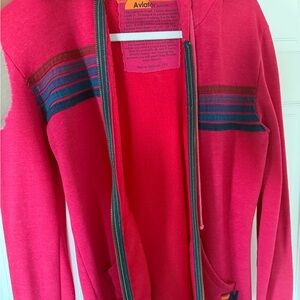 Aviator Nation Fuchsia Hoodie with Striped Detail